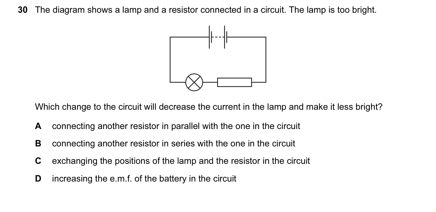 Question 30, June 2014, 0625 Paper 12