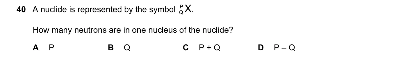 Question 40, November 2014, 0625 Paper 11