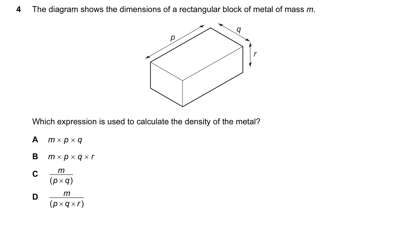 Question 4, November 2014, 0625 Paper 12