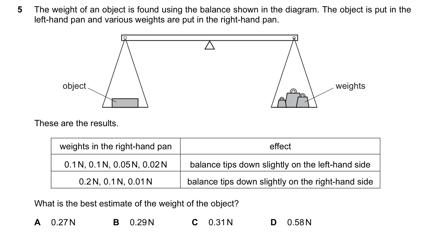Question 5, November 2014, 0625 Paper 12