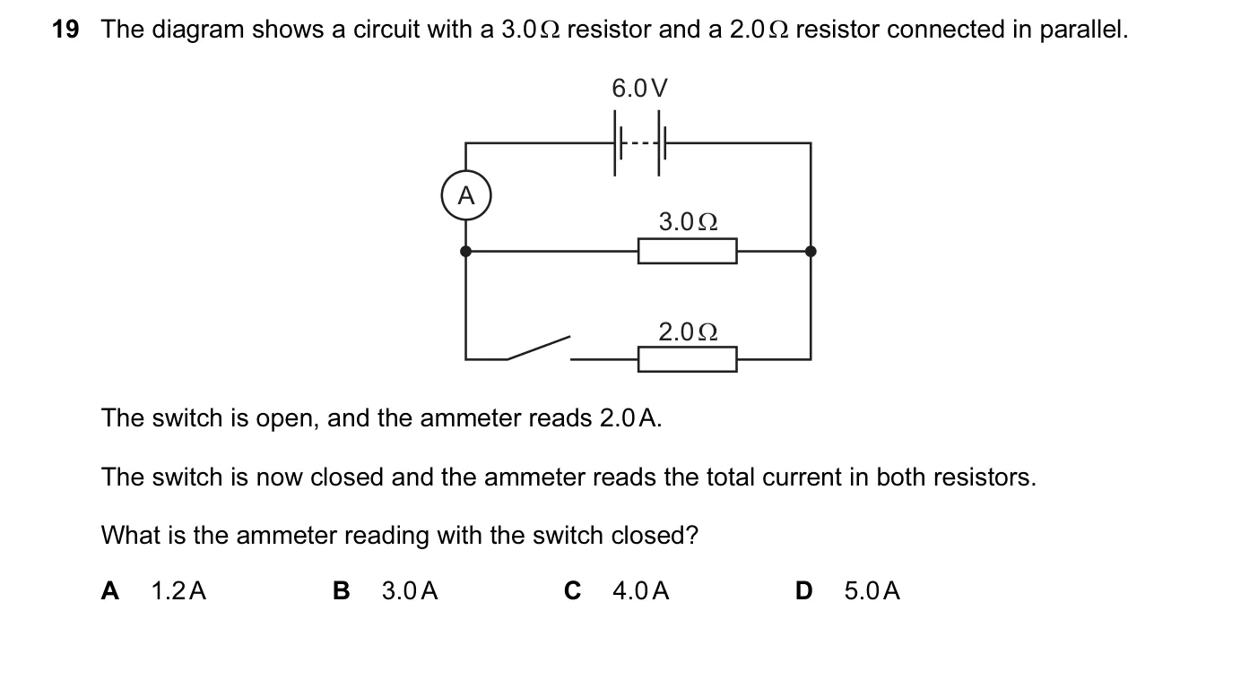Question 19, November 2014, 0625 Paper 12