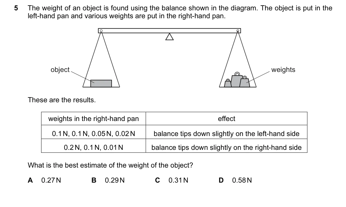 Question 5, November 2014, 0625 Paper 13