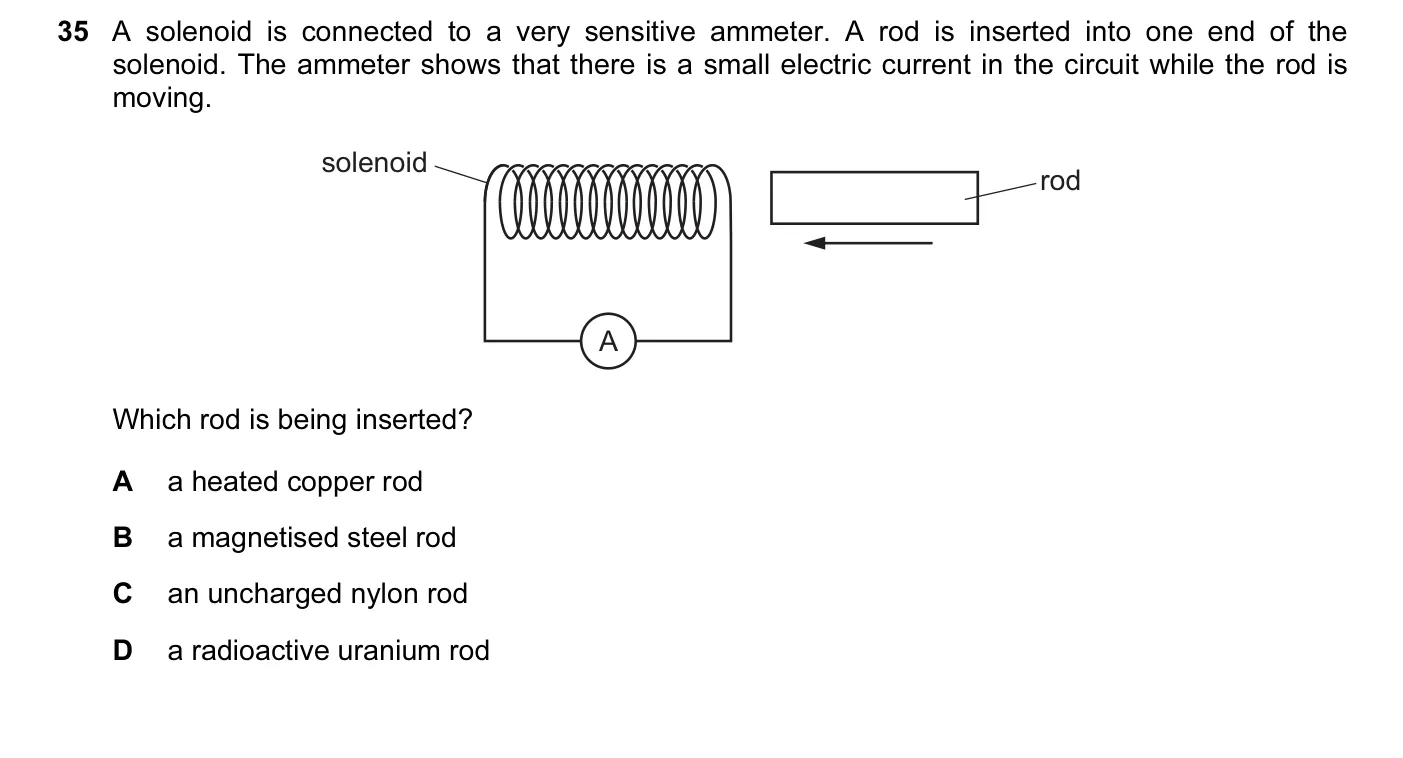 Question 35, November 2014, 0625 Paper 13