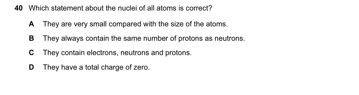 Question 40, November 2014, 0625 Paper 13