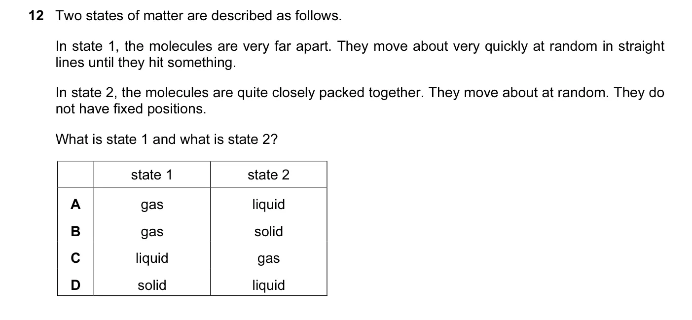 Question 12, June 2015, 0625 Paper 11