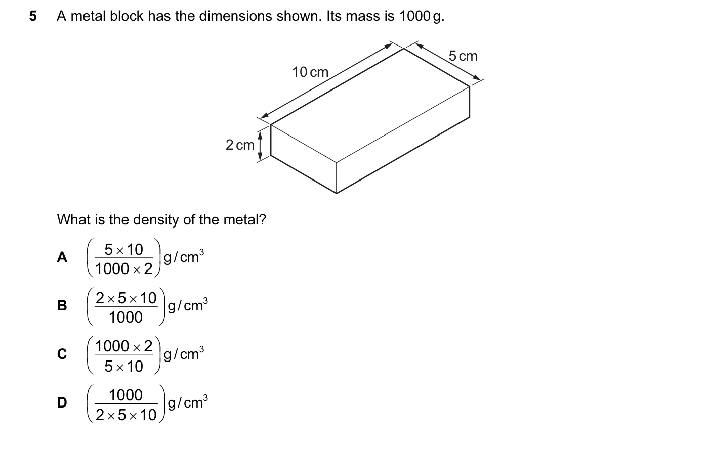 Question 5, June 2015, 0625 Paper 12