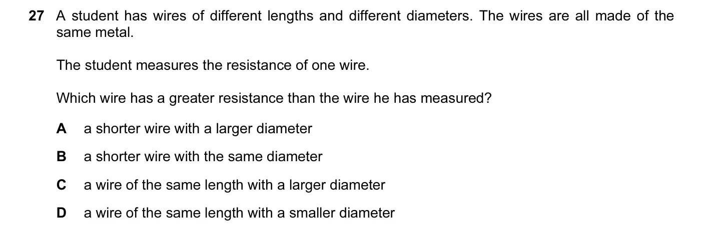 Question 27, June 2015, 0625 Paper 12