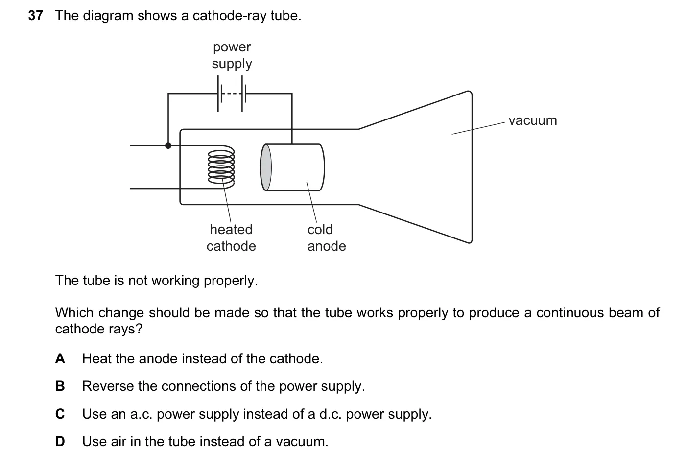 Question 37, June 2015, 0625 Paper 12