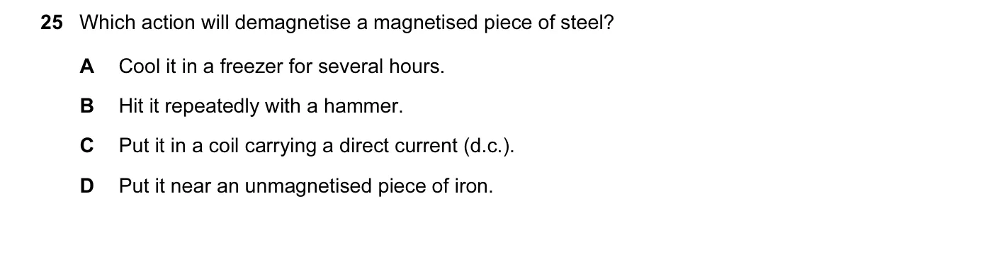 Question 25, June 2015, 0625 Paper 13