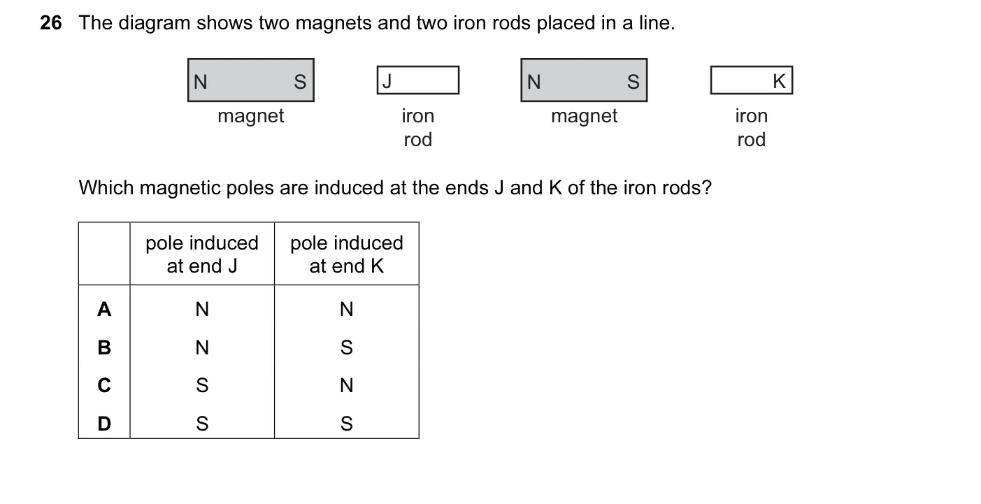 Question 26, March 2015, 0625 Paper 12