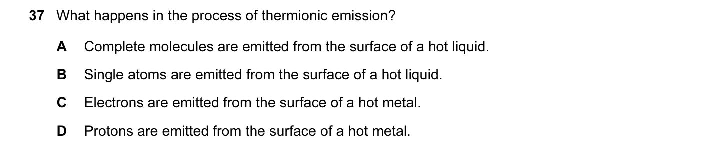 Question 37, March 2015, 0625 Paper 12