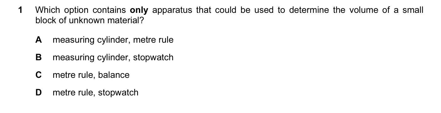 Question 1, November 2015, 0625 Paper 11