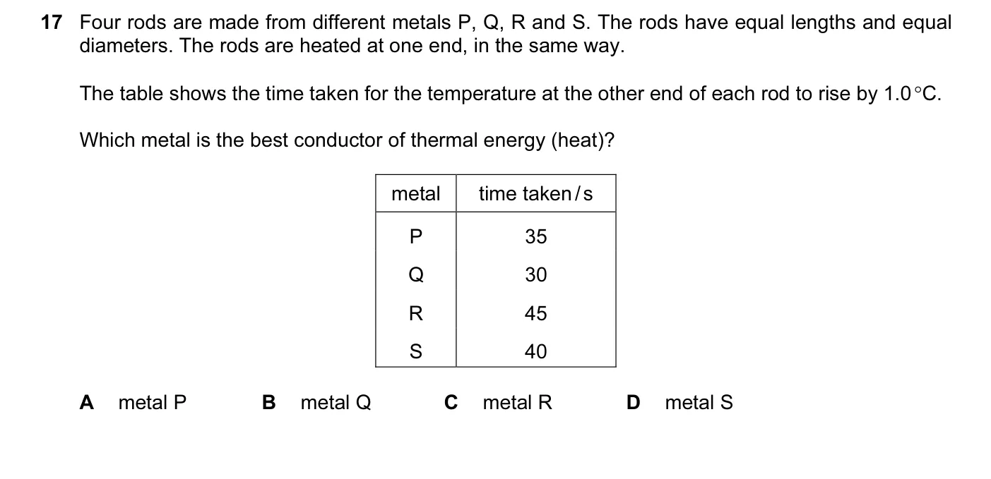 Question 17, November 2015, 0625 Paper 11