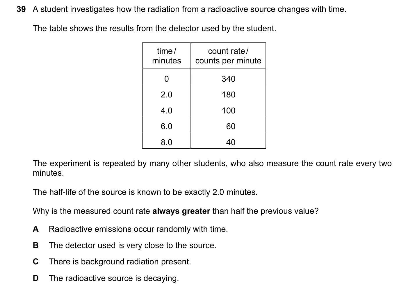 Question 39, November 2015, 0625 Paper 11