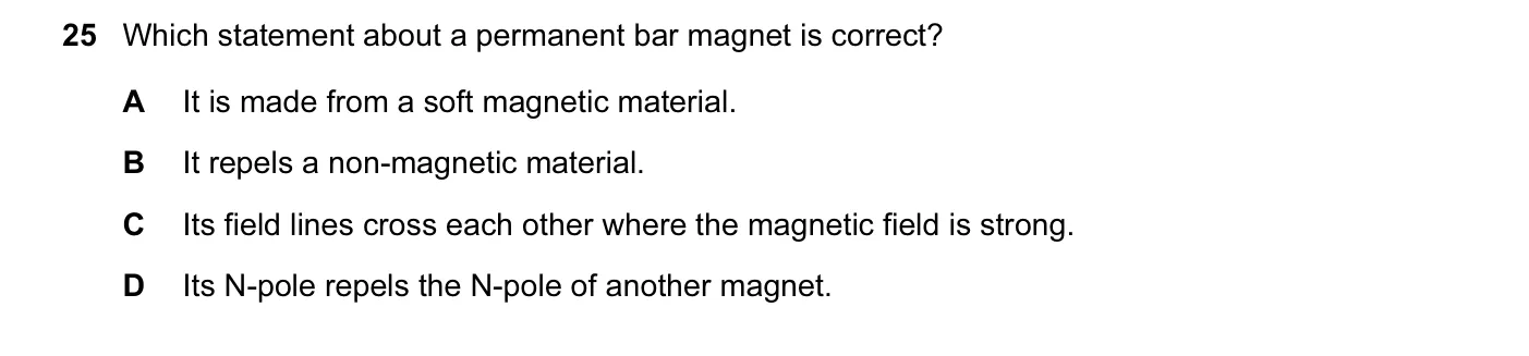 Question 25, November 2015, 0625 Paper 12