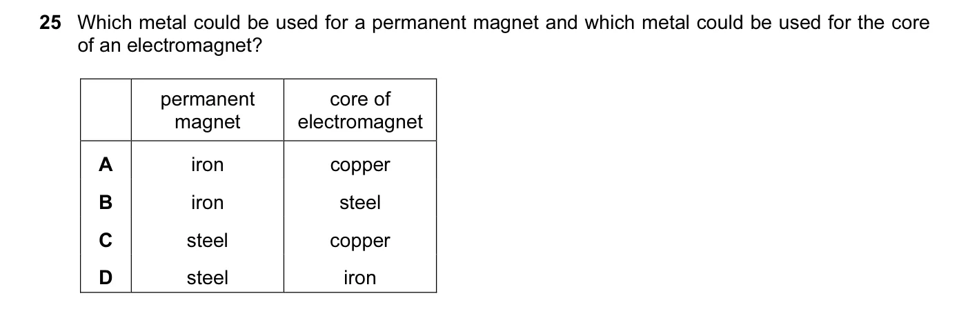 Question 25, November 2015, 0625 Paper 13