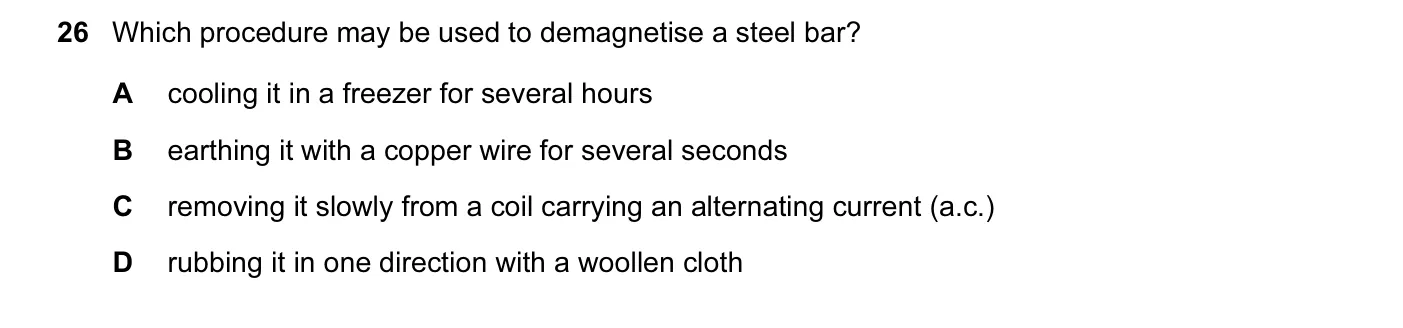Question 26, November 2015, 0625 Paper 13