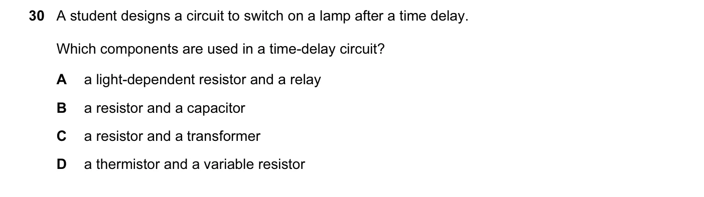 Question 30, November 2015, 0625 Paper 13