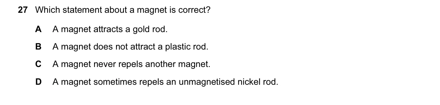 Question 27, June 2016, 0625 Paper 11