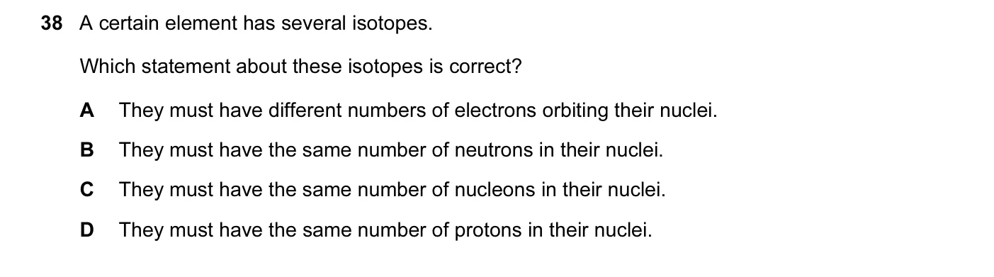 Question 38, June 2016, 0625 Paper 11