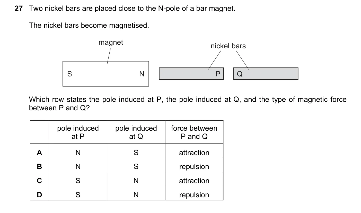 Question 27, June 2016, 0625 Paper 12