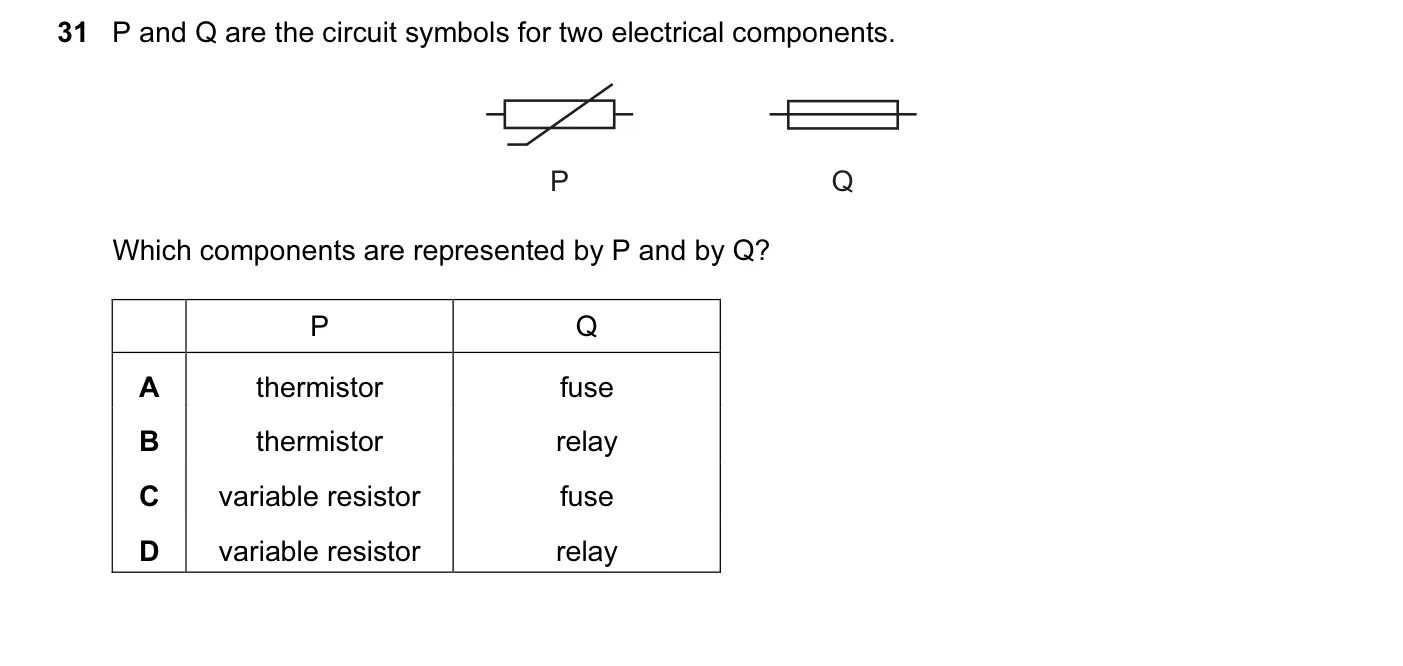 Question 31, June 2016, 0625 Paper 12