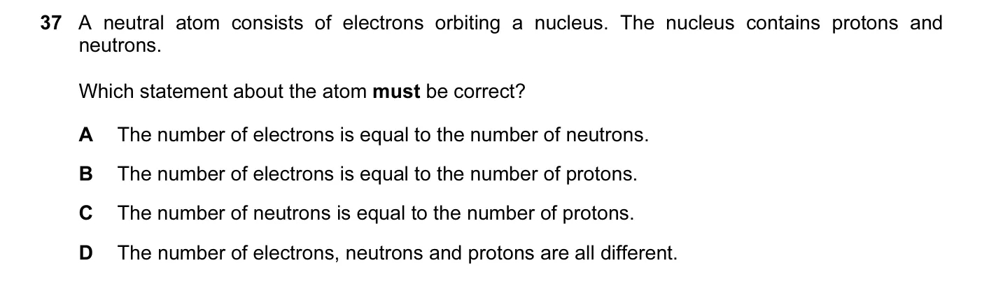 Question 37, June 2016, 0625 Paper 12