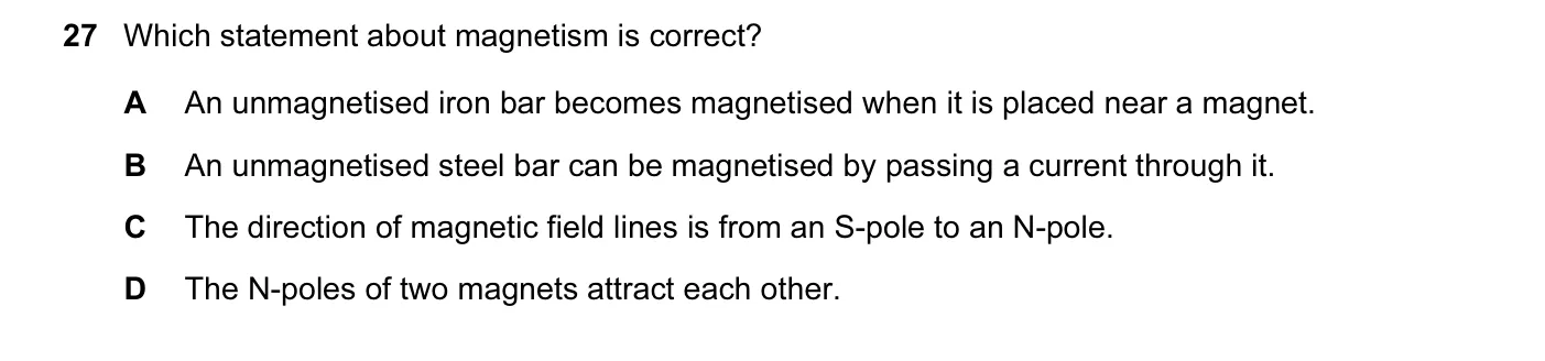 Question 27, June 2016, 0625 Paper 13