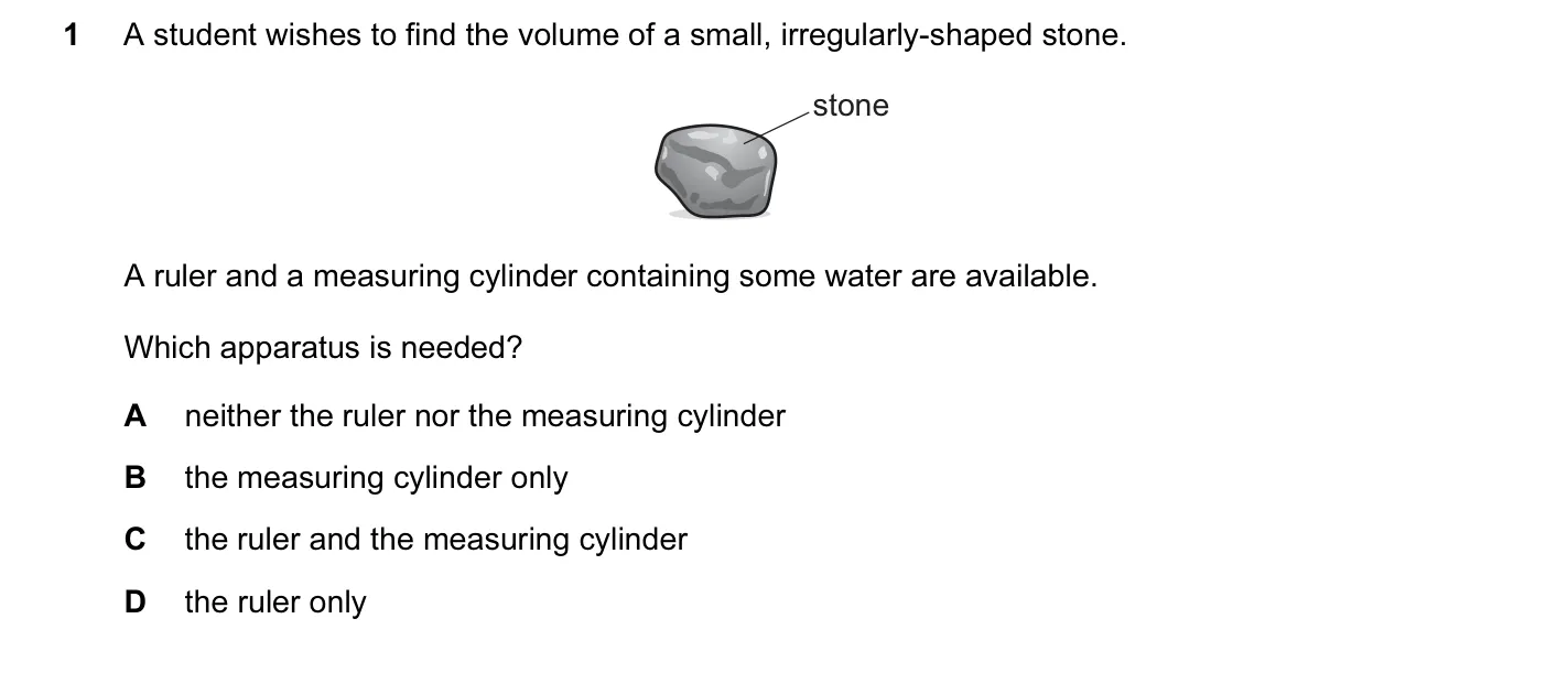 Question 1, March 2016, 0625 Paper 12