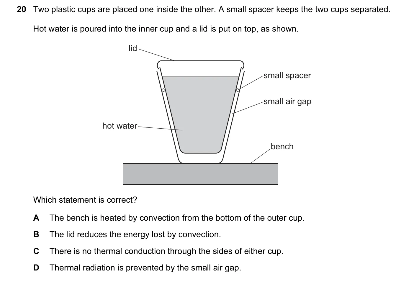 Question 20, March 2016, 0625 Paper 12