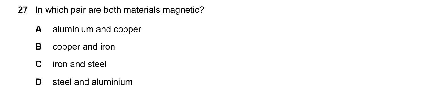 Question 27, March 2016, 0625 Paper 12