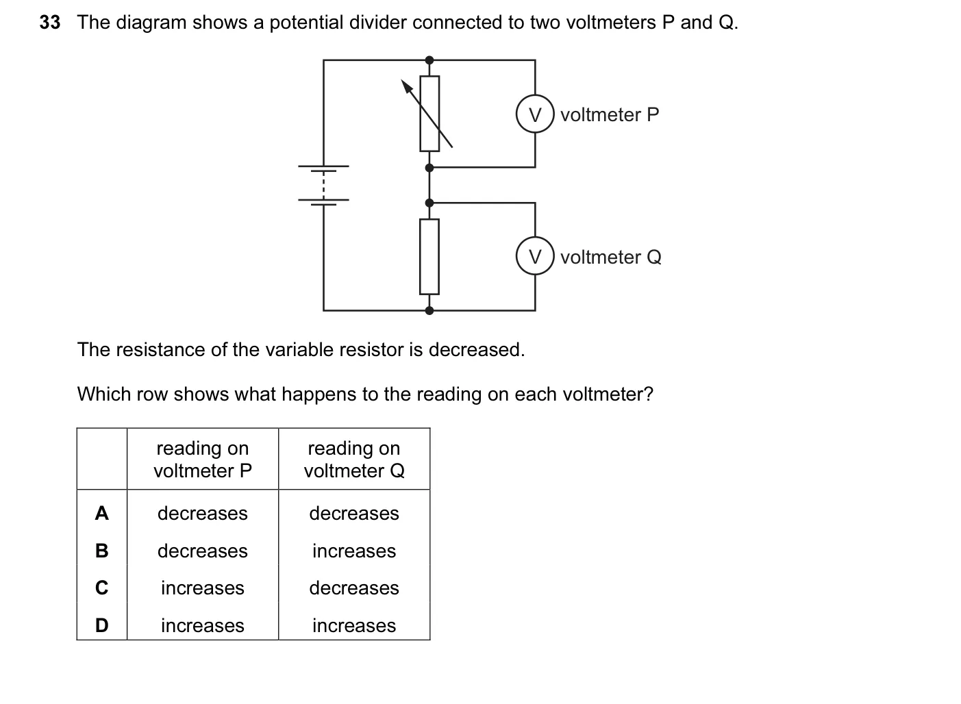 Question 33, March 2016, 0625 Paper 12
