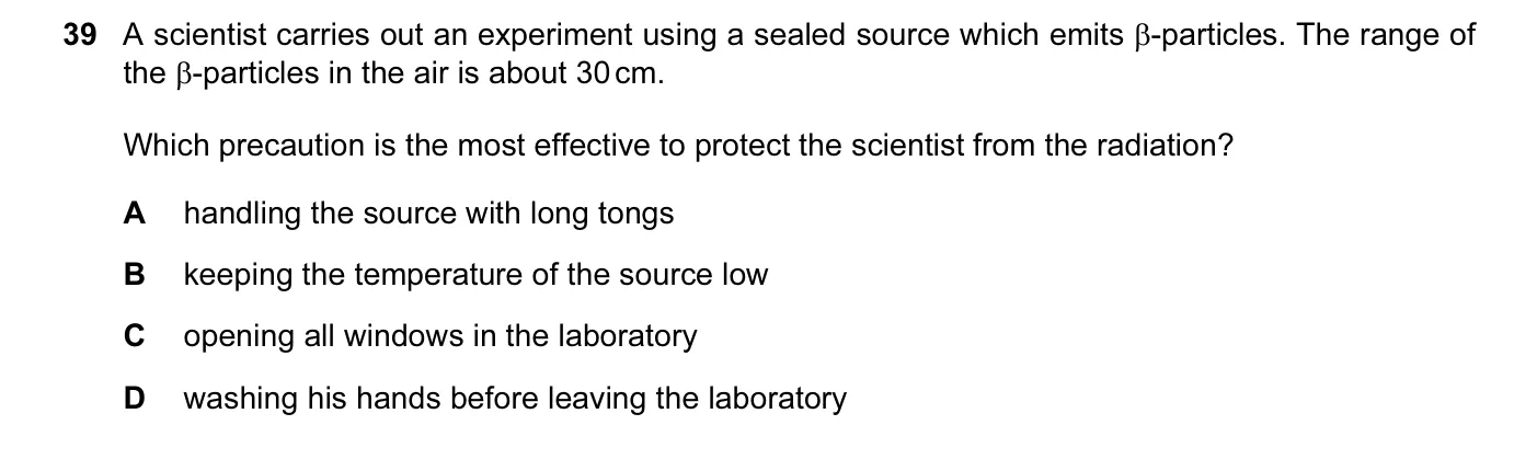 Question 39, March 2016, 0625 Paper 12