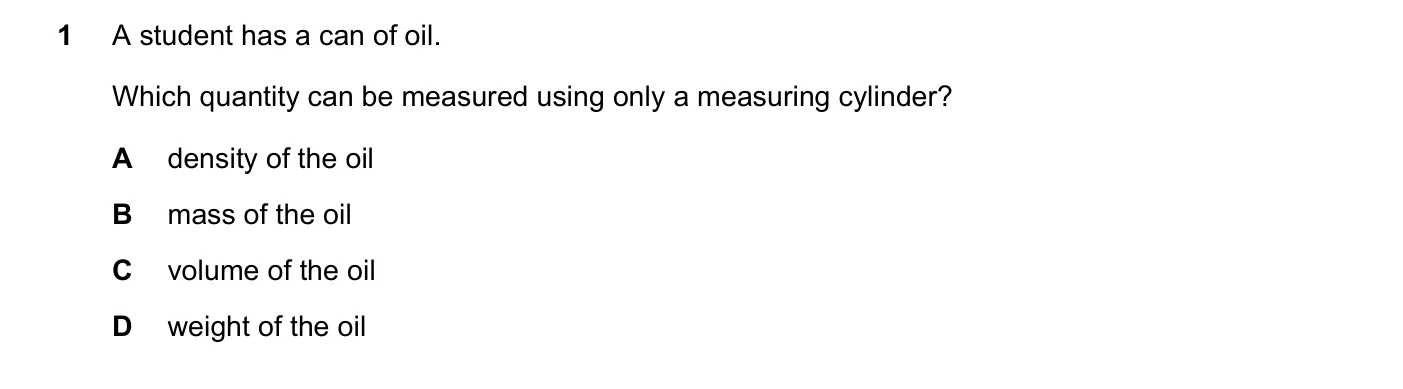 Question 1, November 2016, 0625 Paper 11