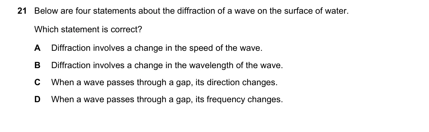 Question 21, November 2016, 0625 Paper 11