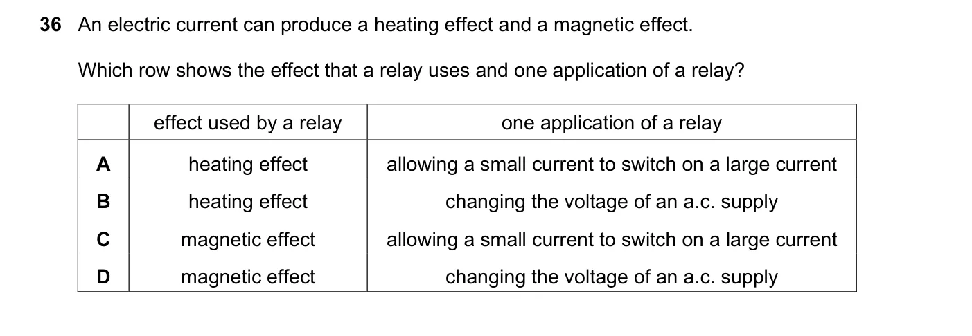 Question 36, November 2016, 0625 Paper 11