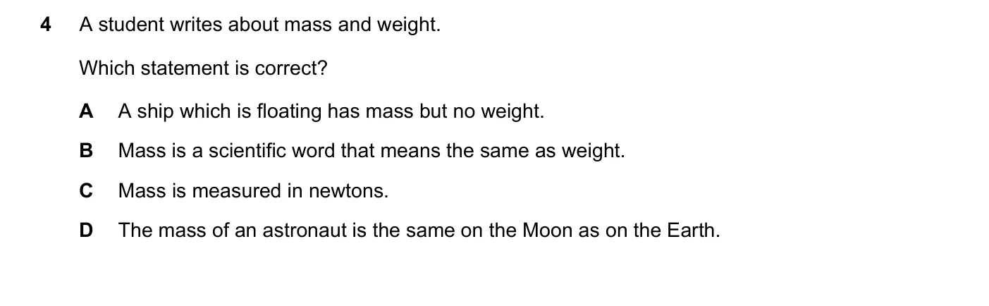 Question 4, November 2016, 0625 Paper 12