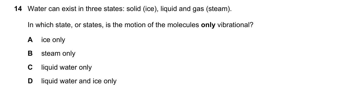 Question 14, November 2016, 0625 Paper 12