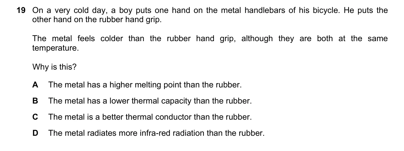Question 19, November 2016, 0625 Paper 12
