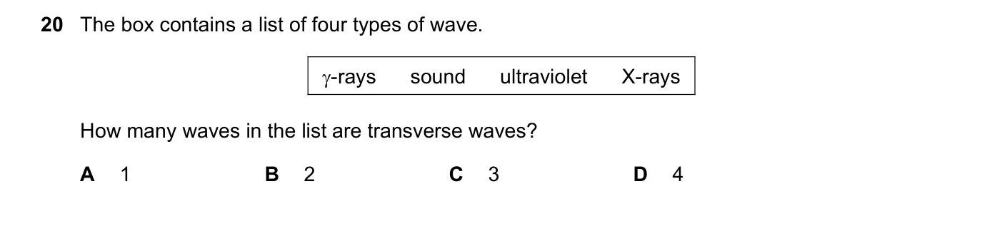 Question 20, November 2016, 0625 Paper 12