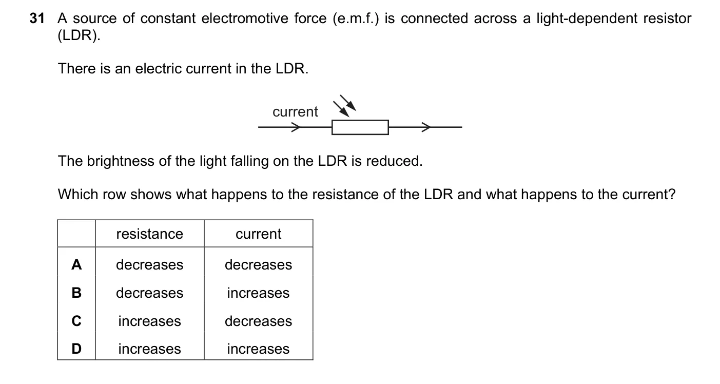 Question 31, November 2016, 0625 Paper 12