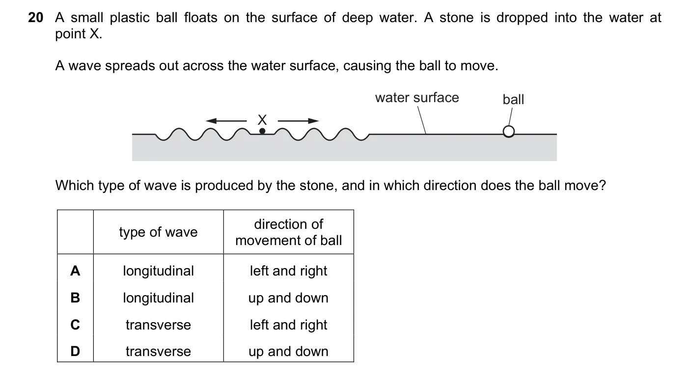 Question 20, November 2016, 0625 Paper 13