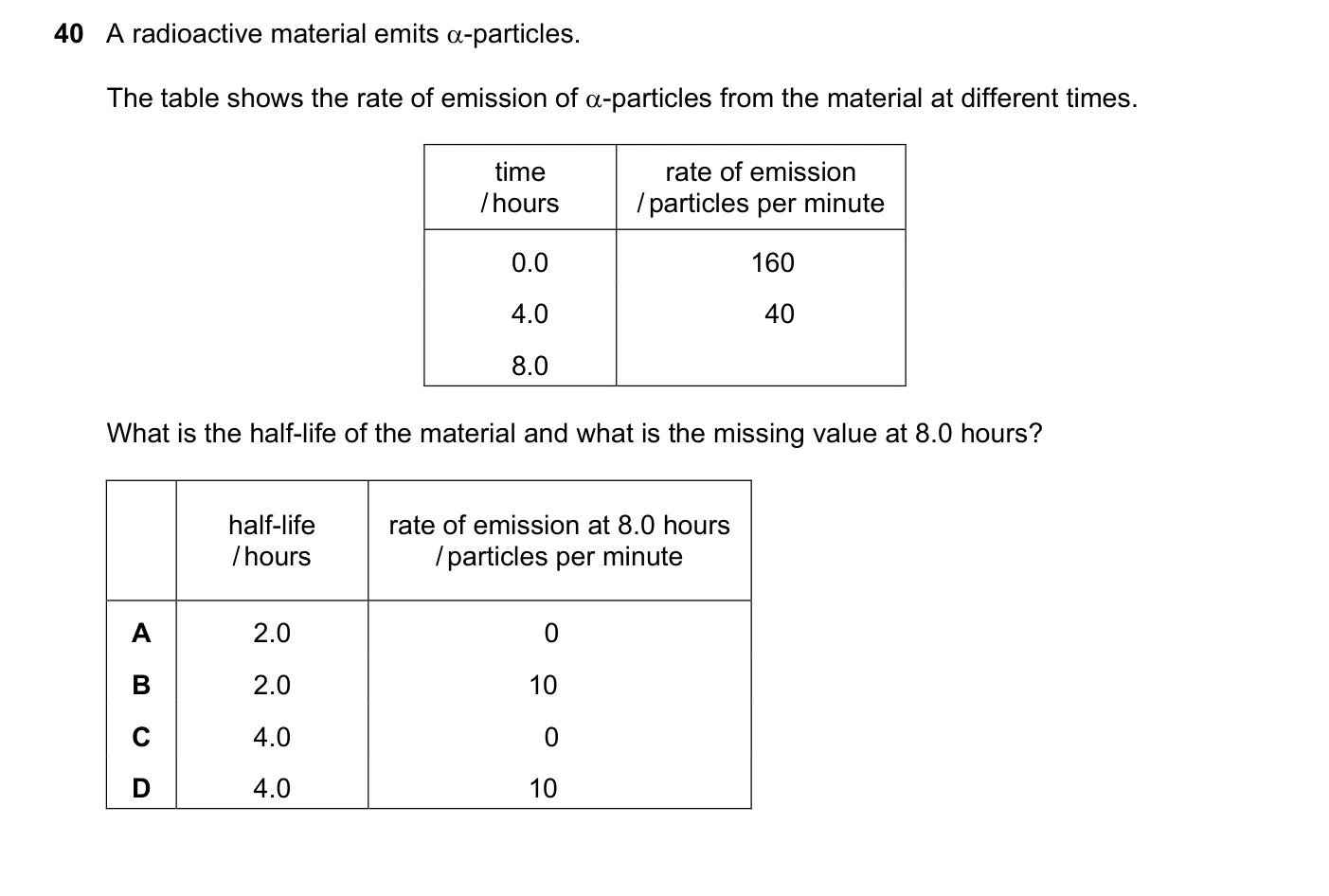 Question 40, November 2016, 0625 Paper 13