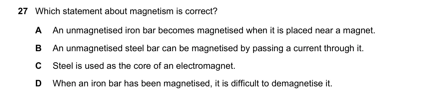 Question 27, June 2017, 0625 Paper 12