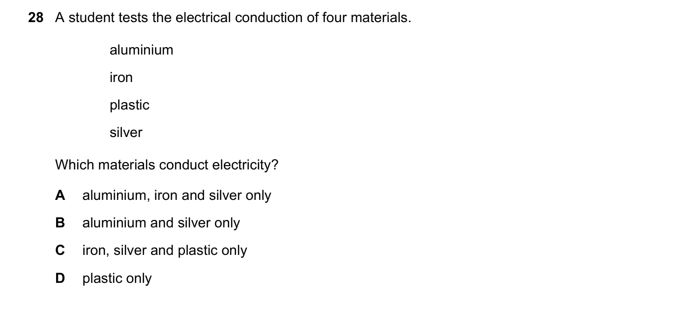 Question 28, June 2017, 0625 Paper 12