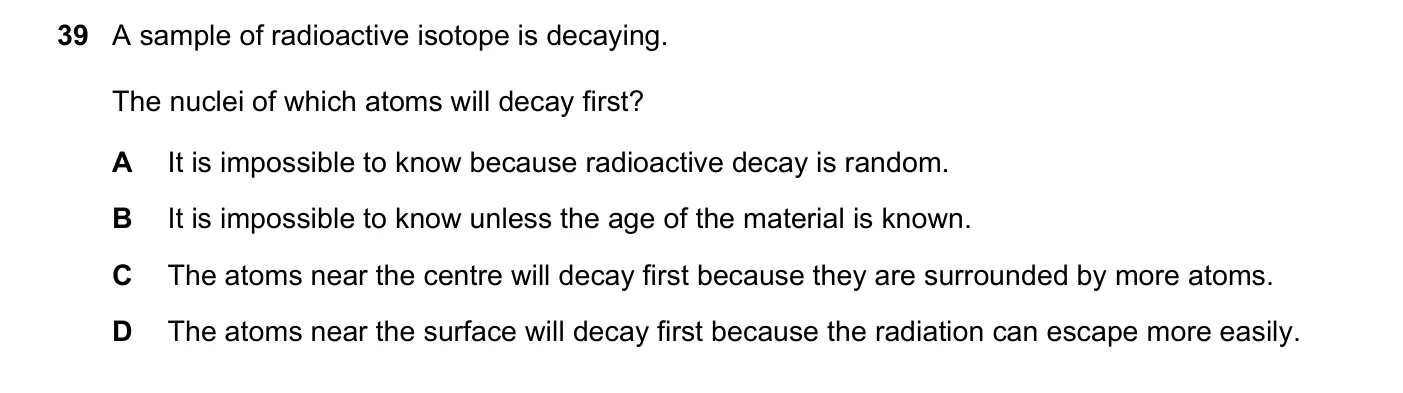 Question 39, June 2017, 0625 Paper 12