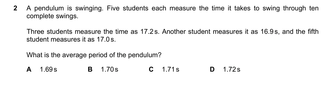 Question 2, June 2017, 0625 Paper 13