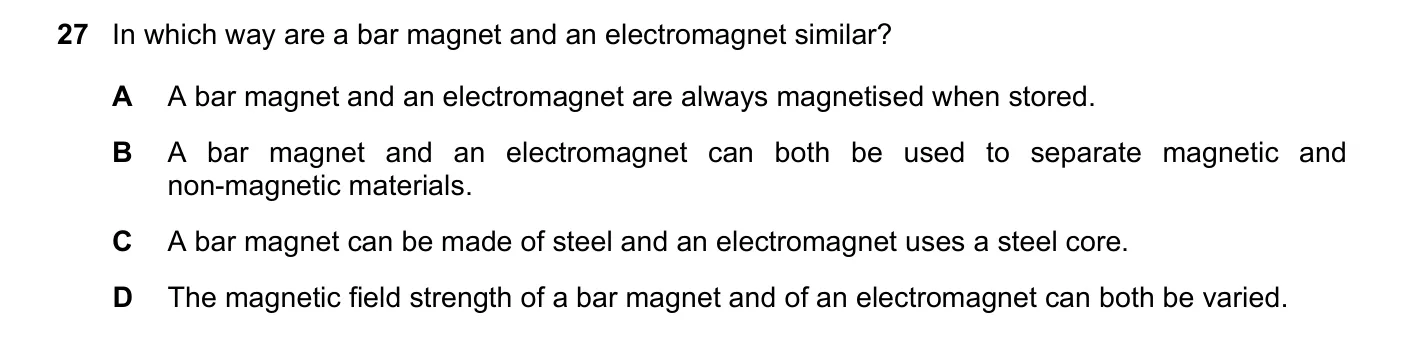 Question 27, June 2017, 0625 Paper 13