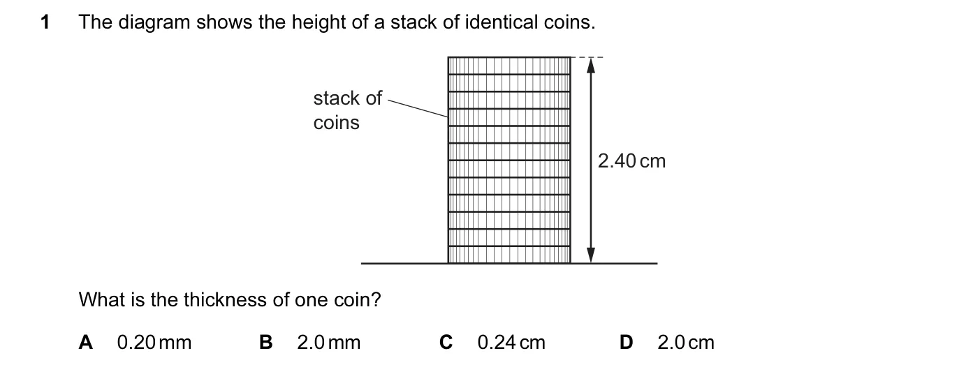 Question 1, March 2017, 0625 Paper 12
