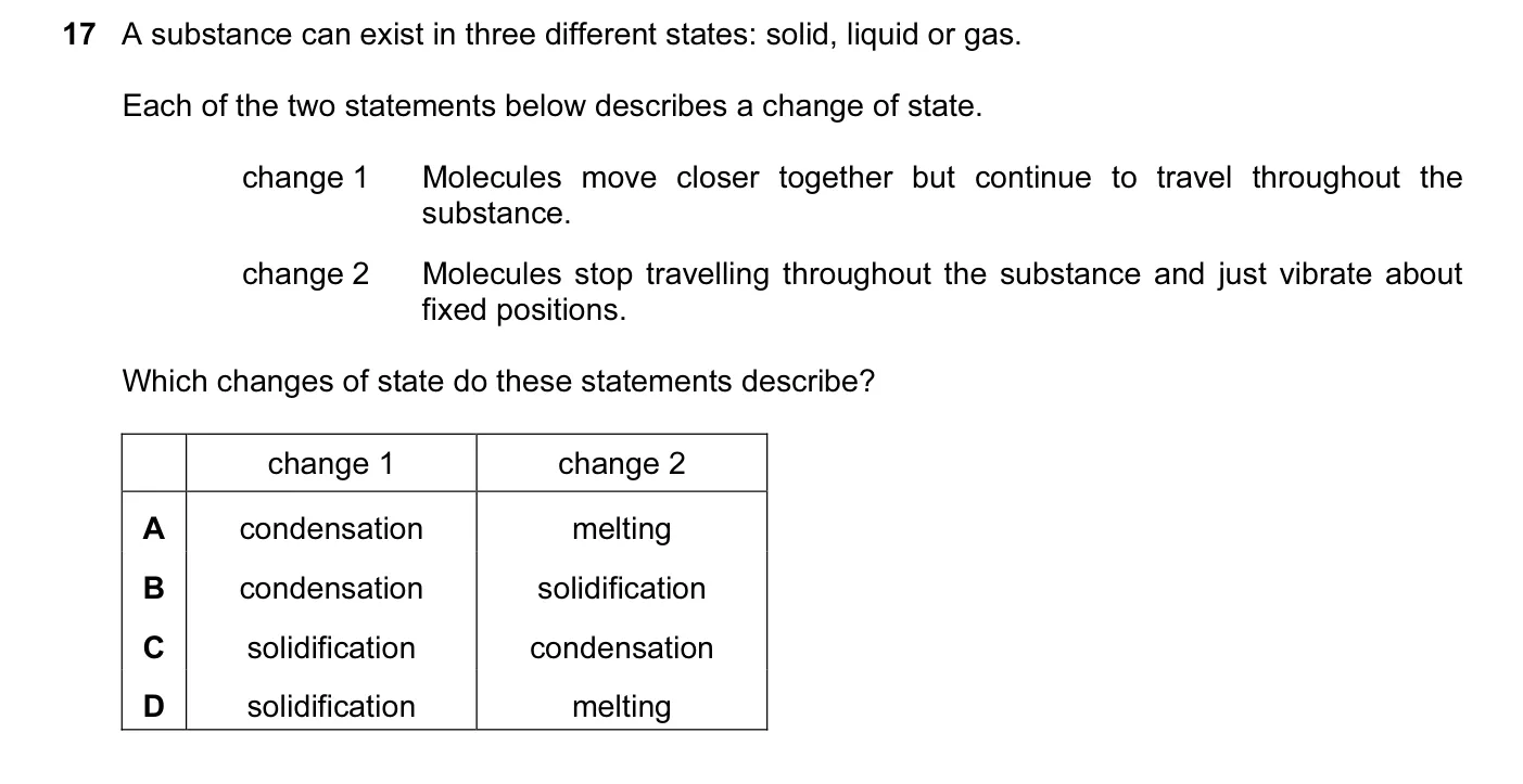 Question 17, March 2017, 0625 Paper 12